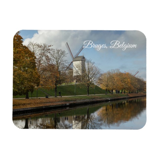 Ímã Moinhos de Vento de Bruges Reflexos de Outono  (Horizontal)