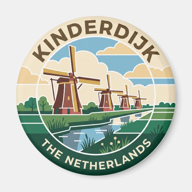 Imã Moinhos de Vento de Kinderdijk Holanda (Frente)
