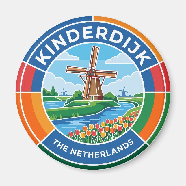 Imã Moinhos de Vento de Kinderdijk Holanda (Frente)