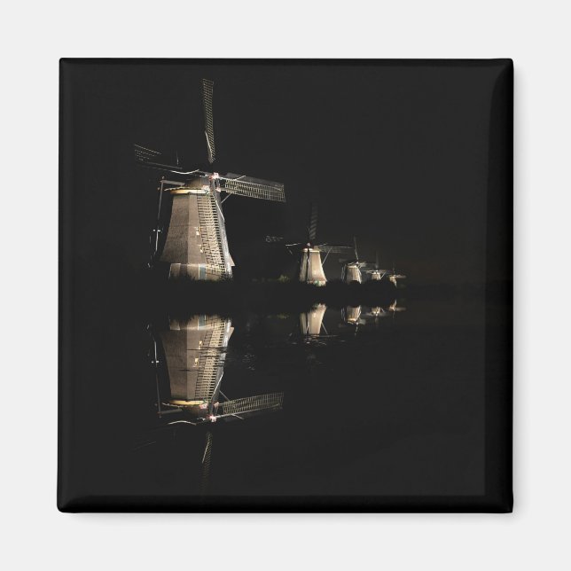 Imã Moinhos de vento iluminados com íman noturno (Frente)