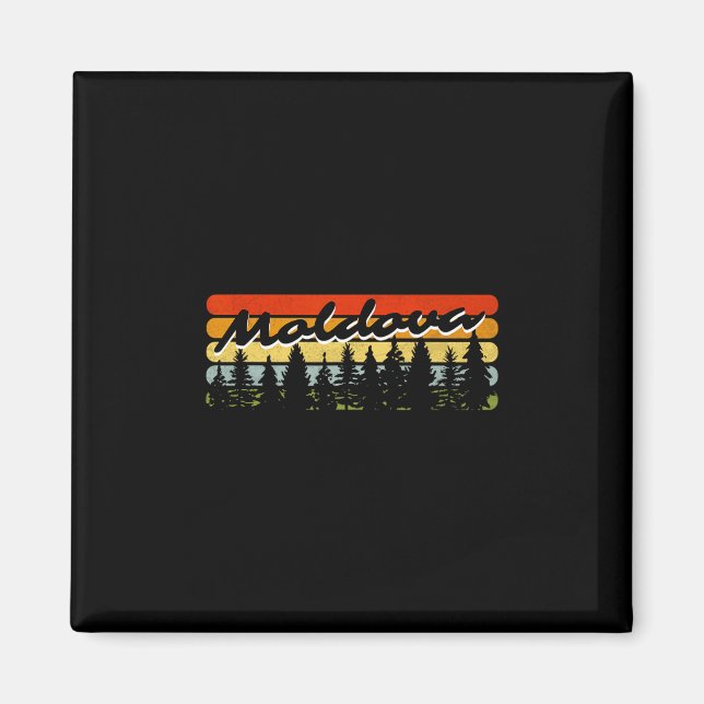 Imã Moldova Forest Sunset Trees Cabin Vacation Souveni (Frente)