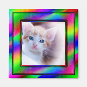 Imã Moldura de Foto com Arco-íris Neon Brilhante Ombre