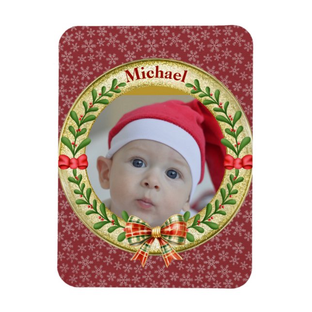 Ímã Moldura de Imagem Personalizada e Grinalda de Nata (Vertical)