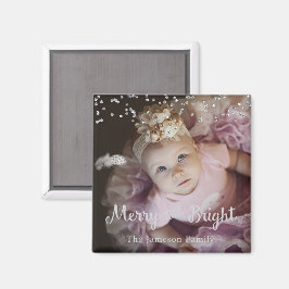 Imã Moldura de Pontos de Prata do Natal Personalizada