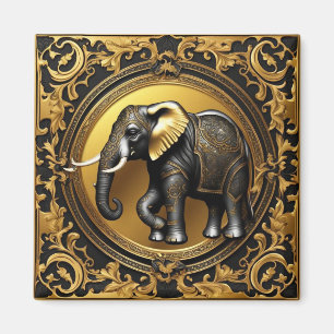 Imã Moldura decorativa de ouro elefante