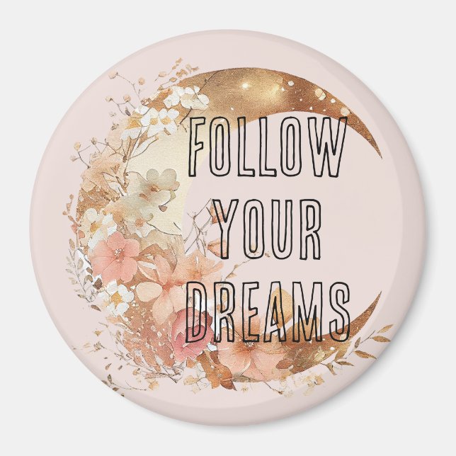 Imã Moldura Dourada Chic - Cor de Rosa (Frente)