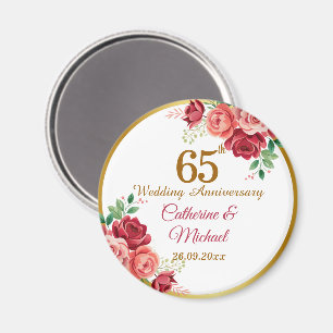 Imã Moldura Dourada de Aniversário de Casamento de 65