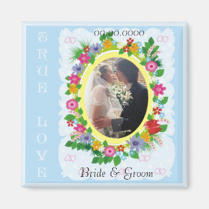 Imã Moldura Floral para Casamento, Noivado, Aniversári