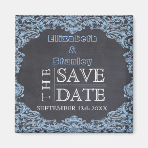 Imã Moldura vintage e quadro de giz casamento Save the