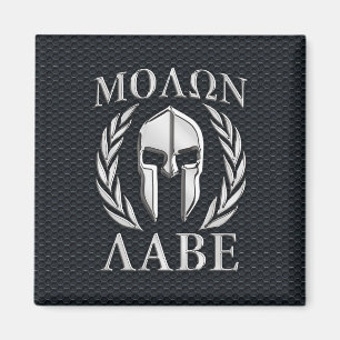 Imã Molon Labe Chrome Como Capacete Espartano em Grill