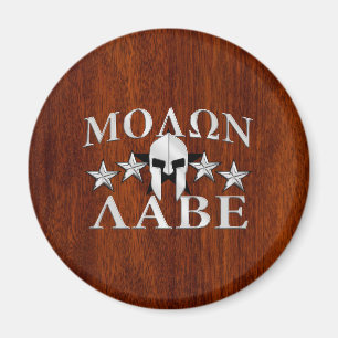 Imã Molon Labe Spartan Helmet 5 estrelas Estilo Mahoga