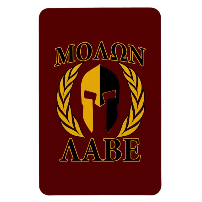 Ímã Molon Labe Spartan Mask Laurels Burgundy (Vertical)