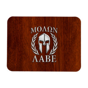 Ímã Molon Labe Spartan Warrior Laurels Chro Wood Impre