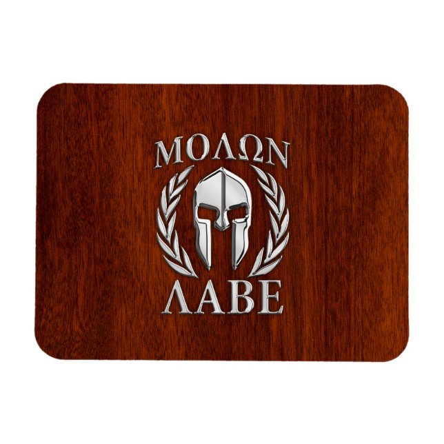 Ímã Molon Labe Spartan Warrior Laurels Chro Wood Impre (Horizontal)