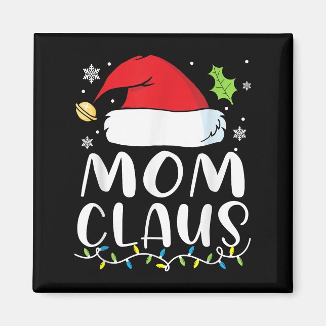 Imã Mom Claus Christmas Lights Pajama Xmas Family Matc (Frente)