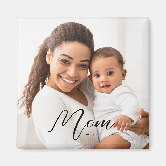 Imã Mom Est. Photo New Mom Gift (Frente)
