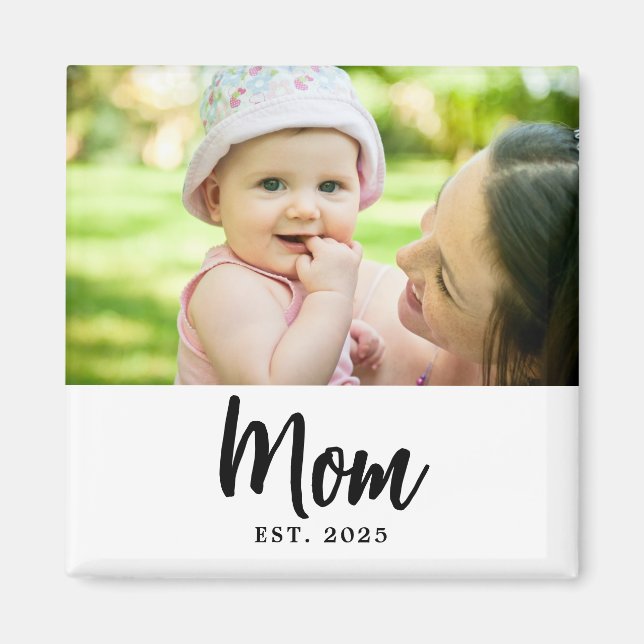 Imã Mom Established Date Photo Gift (Frente)