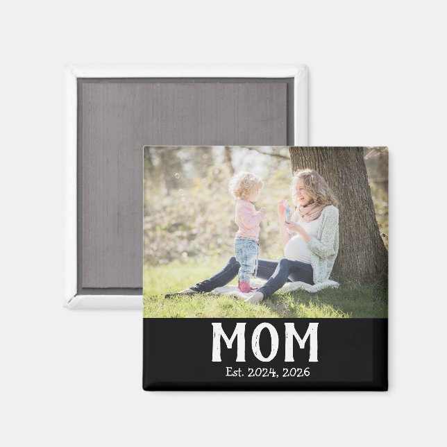 Imã Mom Established Photo Gift Magnet (Front/Back)