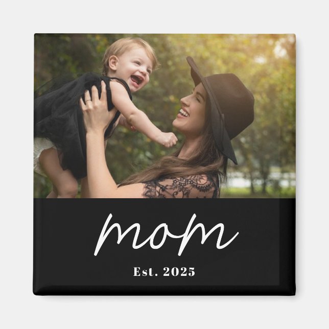 Imã Mom Established Photo Mother's Day Magnet (Frente)