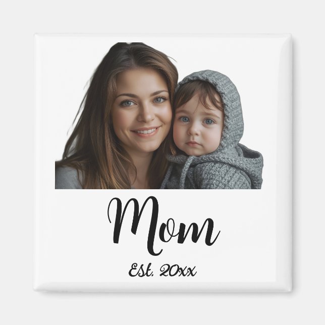 Imã Mom Established Year Black Modern Script  (Frente)
