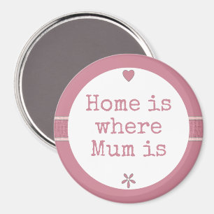 Imã Mom pink with flower and home quote