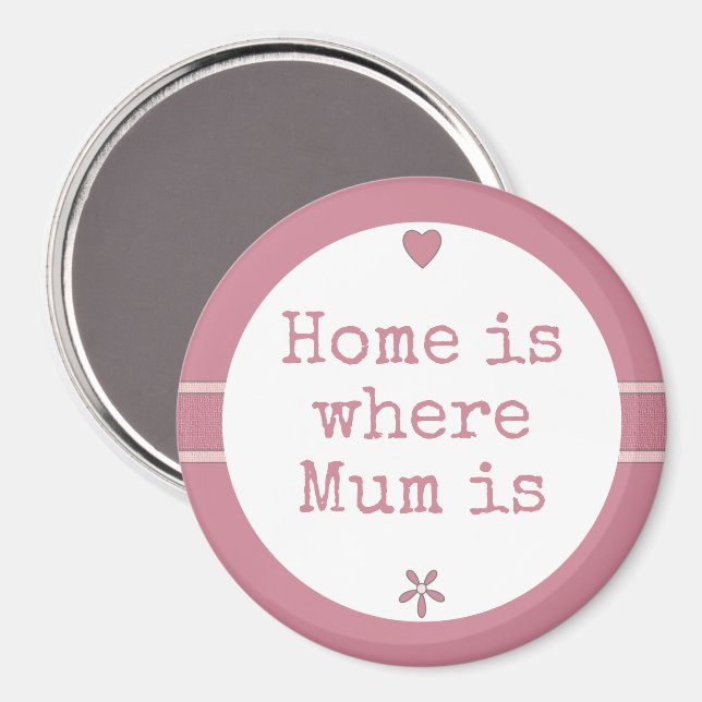 Imã Mom pink with flower and home quote (Front/Back)