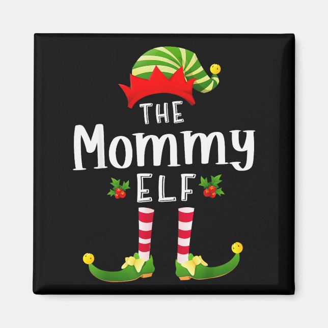 Imã Mommy Christmas Elf Matching Pajama X-mas Party  (Frente)