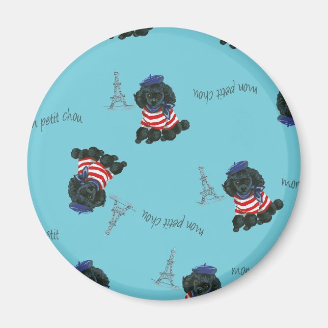 Imã Mon Petit Chou Chou Black Poodle Puppy (Frente)