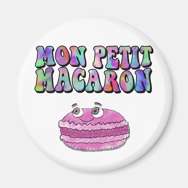 Imã Mon Petit Macaron Retro Tie Dye Groovy Text (Frente)