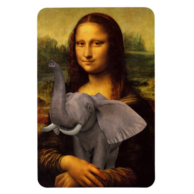 Ímã Mona Lisa Com Elefante (Vertical)