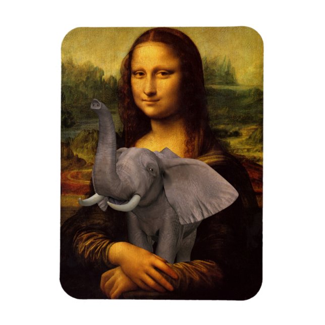 Ímã Mona Lisa Com Elefante (Vertical)