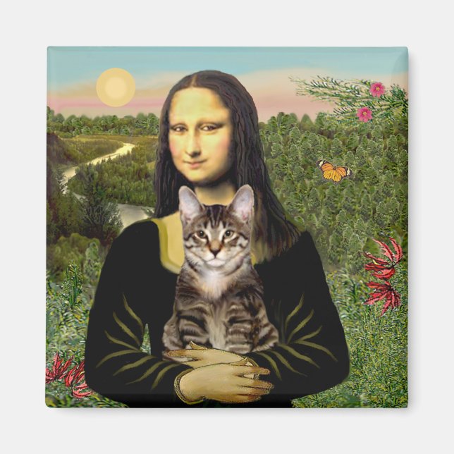 Imã Mona Lisa - Gato Marrom Tabby Tiger (Frente)