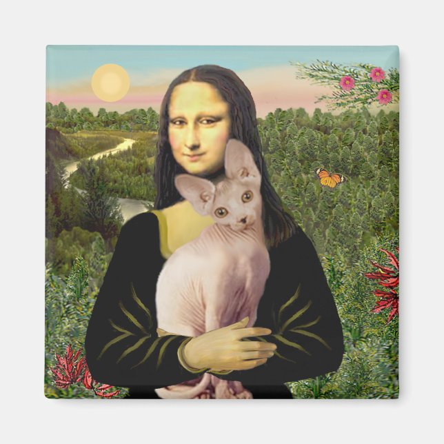 Imã Mona Lisa - Gato Sphynx creme (Frente)