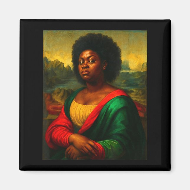 Imã Mona Lisa Negra Olhar de Esquina Mulher Afro Histó (Frente)