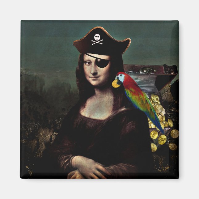 Imã Mona Lisa Pirata com Curativo no Olho (Frente)