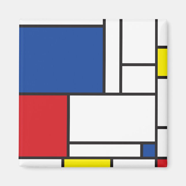 Imã Mondrian Minimalist Geométrico De Stijl Modern Art (Frente)