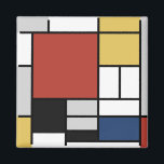 Imã Mondrian Painting Red Plane Yellow Black Cinza Blu<br><div class="desc">Composição com Plano Vermelho Grande, Amarelo, Preto, Cinza e Mondrian Piet Azul começou a criar as pinturas definitivas de abstrato no 1920 pelo qual ele é mais conhecido. Ele manteve sua paleta limitada ao branco, preto e cinza além das três cores primárias, vermelho, amarelo e azul. Suas composições construídas a...</div>