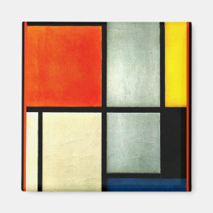 Imã Mondrian - Tableau 3 com laranja, vermelho, amarel