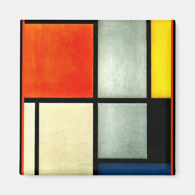 Imã Mondrian - Tableau 3 com laranja, vermelho, amarel (Frente)