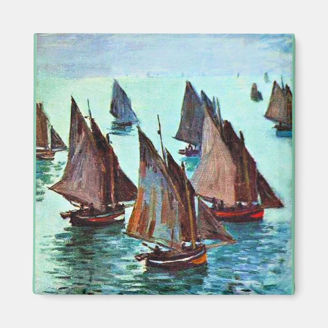 Imã Monet - Barcos de Pesca, Mar Calmo, famoso trabalh (Frente)