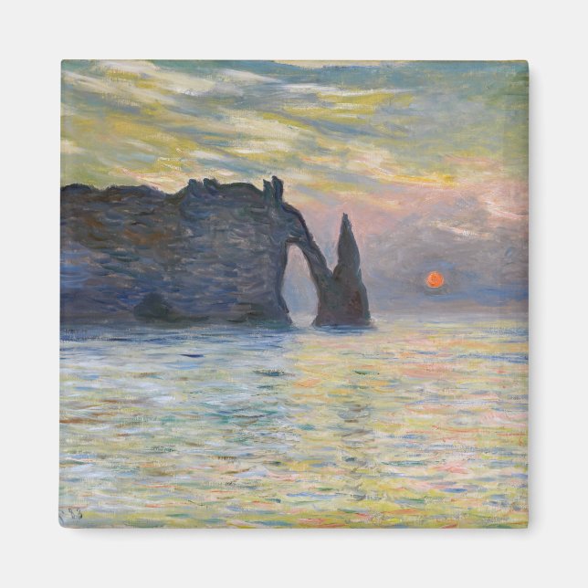 Imã Monet - Manneport, Cliff em Etretat, Sunset (Frente)