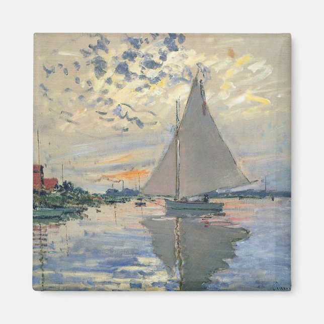 Imã Monet Sailboat French Impressionism Classic Art (Frente)