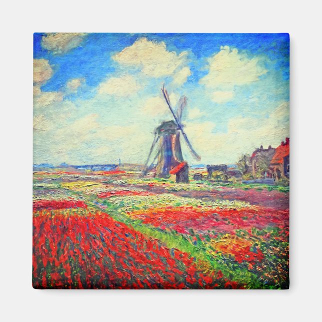 Imã Monet Tulips Windmill (Frente)