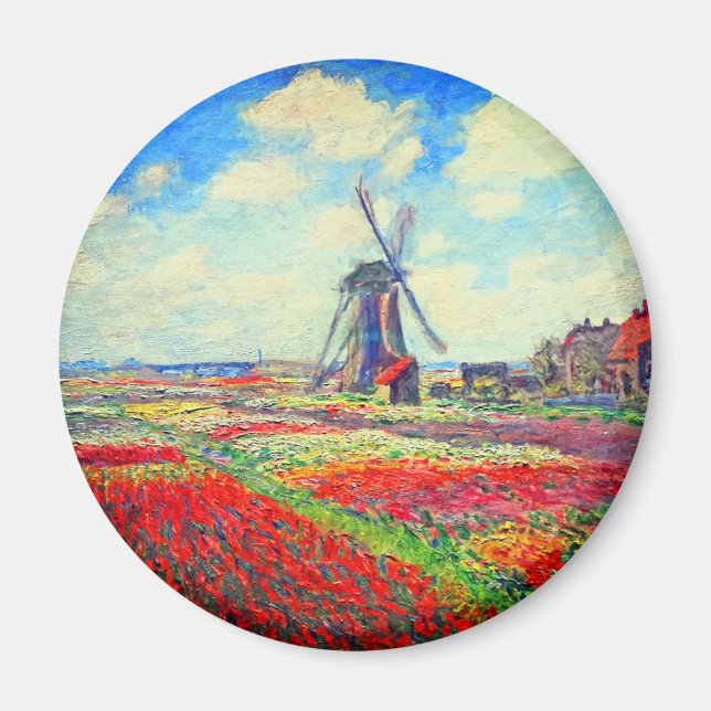 Imã Monet Tulips Windmill (Frente)