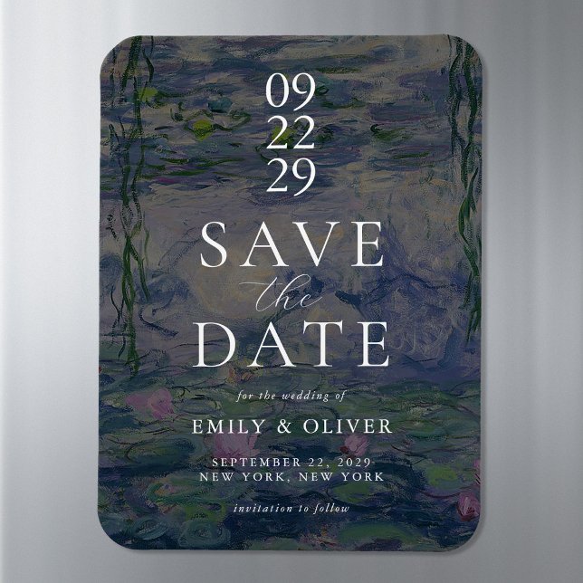 Ímã Monet Water Lilies Wedding Save The Date (Criador carregado)
