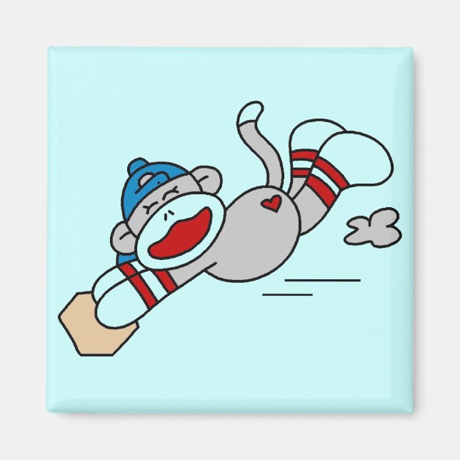 Imã Monkey Baseball mergulhando em Camisetas base e pr (Frente)