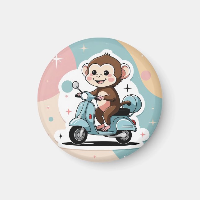 Imã Monkey driving a scooter (Frente)
