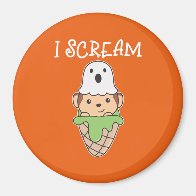 Imã Monkey Halloween Ghost I Gritar Ice Pun (Frente)