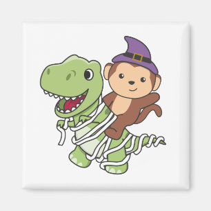 Imã Monkey Happy Halloween T-rex Mummy Costume
