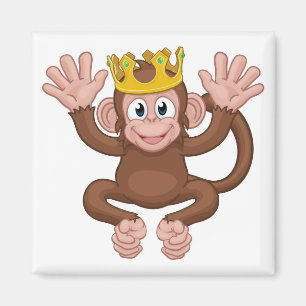 Imã Monkey King Crown Cartoon Animal Mascot Waving